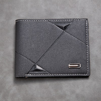 Dompet Lipat Minimalis Pria, Dompet Koin PU Pria dengan Jendela ID, Tempat Kartu Multi-posisi, Dompet Kulit Penyimpan Kartu