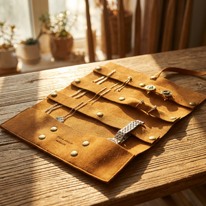 Custom Logo Luxury <b>Jewelry</b> Organizer <b>Roll</b> High Quality Microfiber Velvet Lining Foldable <b>Travel</b> Storage <b>Jewelry</b> Pouch - Product Image 3