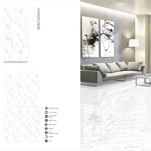 维斯塔尔品牌卡拉拉·比安科24x48高品质60x120光泽600x1200釉面瓷2x4地砖设计10毫米厚度