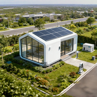 Villa préfabriquée de luxe à énergie verte, maison capsule hors réseau avec empreinte carbone zéro, structure en acier imperméable, durée de vie de 100 ans