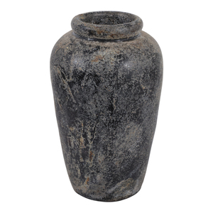 Vaso moderno in terracotta con texture spazzolata e forme arrotondate per l'arredamento del soggiorno, della camera da letto e come complemento d'arredo. - Product Image 3