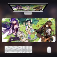 Alas Mouse Gaming kustom XXL, tikar meja dengan tepi jahitan anti selip, desain Anime dasar karet