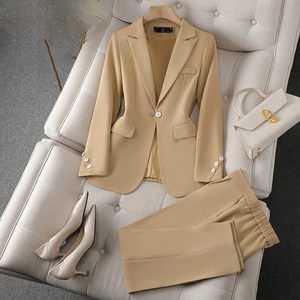 Bộ vest nữ tay dài, một hàng khuy, kiểu công sở, lịch sự, thường ngày, kèm quần - Product Image 2