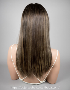 Topper de luxe en <span class=keywords><strong>cheveux</strong></span> humains naturels pour cuir chevelu, lisses, 100% Remy, avec dentelle HD, brun foncé mélangé avec mèches, à clipser, véritable - Product Image 3
