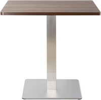 Table carrée en bois clair, table de restaurant, base en métal moderne, plateau carré avec pieds en métal, acier inoxydable de haute qualité, plastique