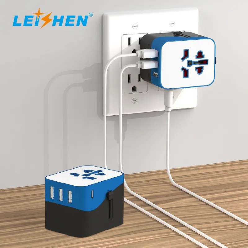 All in one Travel Adapter with 4 USB port Universal Type C charging plug gift set Universal Adapter Travel UK USA EU AU