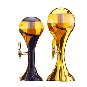 Torre Dispensadora de Cerveza Acrílica de 3L con Marco Dorado, Tubo de Hielo LED y Luces LED, Venta al Por Mayor - Product Image 1