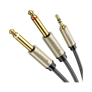 Câble stéréo Ugreen 1/8 1/4 <span class=keywords><strong>RCA</strong></span> plaqué or avec gaine en PVC, adaptateur répartiteur en Y double 6,35 mm mono pour <span class=keywords><strong>iPhone</strong></span>, carte son, haut-parleurs - Product Image 1
