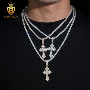 Pendentif <span class=keywords><strong>en</strong></span> argent sterling S925 tendance, motif <span class=keywords><strong>épée</strong></span> et croix, serti de moissanite VVS, style hip-hop, prix de gros, prêt à expédier, faible MOQ - Product Image 6