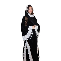 Abaya élégante brodée pour femmes, robe modeste avec bordure en dentelle, tenue de mariage musulmane, tenue de fête pour l'Aïd