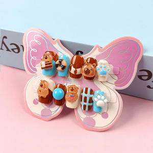 Qianya Cat Paw Plaid Teens Press on Nails 10 PCS-Lindas <span class=keywords><strong>uñas</strong></span> postizas a cuadros para chicas <span class=keywords><strong>adolescentes</strong></span> de 12 a 18 años, arte de <span class=keywords><strong>uñas</strong></span> para niños grandes - Product Image 5