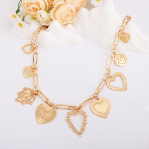 Heart Pendant <b>Necklace</b> Alloy Women's Party Jewelry Fashion <b>Statement</b> Chain <b>Necklace</b> - Product Image 4