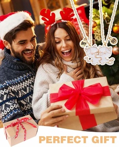 Collier d'amitié KEMUZ en acier inoxydable assorti en 2 pièces avec pendentif chat, chaîne en bambou sportive, cadeau pour les amis et les amoureux - Product Image 5