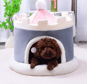 Château en peluche moelleux lit pour chat semi fermé maison pour animaux de compagnie pour chats et petits chiens confortable et chaud grotte pour animaux de compagnie avec coussin amovible - Product Image 5