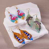 Pendientes de Bisutería de Moda con Cuentas Miyuki de Estilo Bohemio, Hechos a Mano con Patrones Naturales, para Mujer, MOQ Bajo