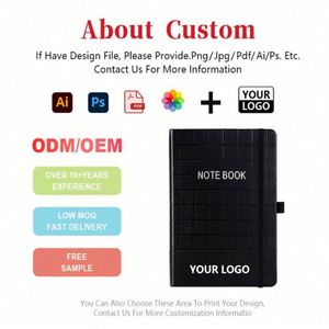 Carnet de notes personnalisé avec logo noir, ligné, A5, couverture rigide en cuir PU, pour le bureau - Product Image 2