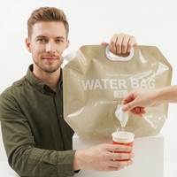 Conteneur d'eau pliable de 1L et 5L en PA/NY transparent, imprimé en héliogravure, résistant à l'humidité, avec bec verseur pour usage extérieur