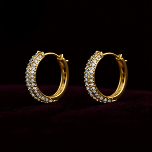 Orecchini a Cerchio in Oro Bianco E3454 con Diamanti Incastonati, Stile Classico da Donna - Product Image 2