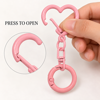 Porte-clés Cœur Couleur Bonbon avec Fermoir à Pression et Anneau à Ressort pour Noël, Cadeau Femme, Accessoires DIY, Breloque de Sac