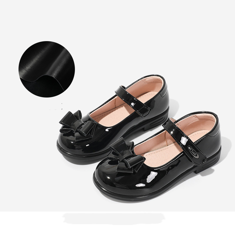 Girls black leather shoes 2021 spring and autumn British student leather shoes children princess shoes