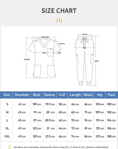Conjunto de Uniforme de Enfermera Ultra Suave, 72% Poliéster, 21% Rayón, 7% Elastano, Top con Cuello en V y Pantalones Jogger con Bolsillos con Cremallera, Alta Elasticidad - Product Image 2