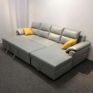 Conjunto de sofás en forma de <span class=keywords><strong>L</strong></span> de Diseño Europeo, muebles para el hogar, uso de apartamento, almacenamiento de cuero con cargador USB, sofá <span class=keywords><strong>cama</strong></span> plegable - Product Image 4