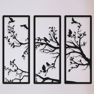 Juego de manualidades de decoración del hogar de hierro negro, juego de decoración de tres paredes, colgante de Metal, arte de pared metálico decorativo para sala de estar y dormitorio - Product Image 1