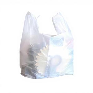 Grands sacs de courses en plastique biodégradable réutilisables personnalisés - Emballage blanc uni - Product Image 1