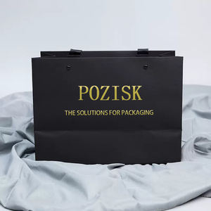 Tas Kertas Hadiah Belanja Mewah Pribadi Hitam Khusus dengan Pegangan dan Cetak Logo untuk Butik - Product Image 2