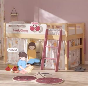 Armoire combinée de rangement multifonctionnelle pour <span class=keywords><strong>lit</strong></span> <span class=keywords><strong>mi</strong></span>-<span class=keywords><strong>hauteur</strong></span> <span class=keywords><strong>Lit</strong></span> pour enfants en bois massif <span class=keywords><strong>Lit</strong></span> amusant pour animaux de petite taille - Product Image 3