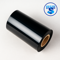 Resina Negra TTR de 110 mm x 60 m Directo de Fábrica para Impresora Industrial de Etiquetas de Códigos de Barras, Tinta de Alto Rendimiento, Nítida y Estable