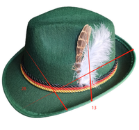 Chapeau de fête bavarois en feutre avec plume, style chapeau haut-de-forme allemand, pour Oktoberfest, unisexe, toutes saisons - Grande Vente