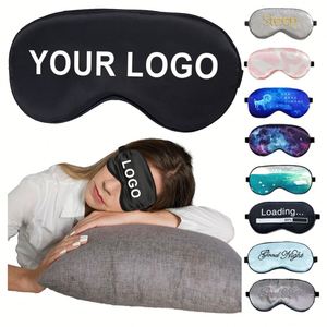Masque pour les yeux en soie simulée, réglable, pour dormir, avec logo personnalisé - Product Image 1