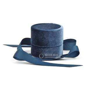 Shero กล่องของขวัญสุดหรูกล่องเครื่องประดับกำมะหยี่ทรงกลมกล่องเครื่องประดับที่กำหนดเองโลโก้แหวนจี้แสดงกล่องพร้อมริบบิ้น - Product Image 3