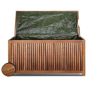 Hộp lưu trữ ngoài trời với dung tích 65 gallon bên ngoài hộp sàn gỗ có bánh xe cho sân & vườn - Product Image 5