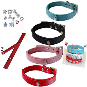 卸売 カスタム キラキラ ネーム入り 本革 チョーカー 犬用首輪 アルファベット チャーム ペット用首輪 - Product Image 6