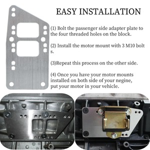 Chevrolet LS Engine Mount Adapter <b>Bracket</b> <b>Silver</b> Black Alloy For LS1 LS2 LS3 Motor Swap - Product Image 3