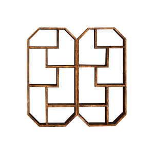 Estante de Exhibición de Madera Maciza para Montar en la Pared, Estilo Chino, Forma Irregular, con Múltiples Compartimentos, para Almacenamiento en Salas de Té - Product Image 4