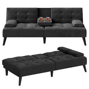 <span class=keywords><strong>Canapé</strong></span>-lit futon <span class=keywords><strong>convertible</strong></span> deux places avec porte-gobelets, petit <span class=keywords><strong>canapé</strong></span> avec angles réglables, accoudoirs amovibles, idéal pour appartement - Product Image 2
