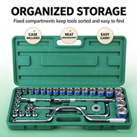 Kit d'outils d'urgence routière 32 pièces, jeu de clés à douilles hexagonales 6 points 12,5 mm, douilles à bord bleu, poignée à cliquet pour réparation automobile en extérieur