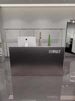 Comptoir de réception compact et durable en acier inoxydable pour centres commerciaux et magasins de vêtements – Design moderne et minimaliste