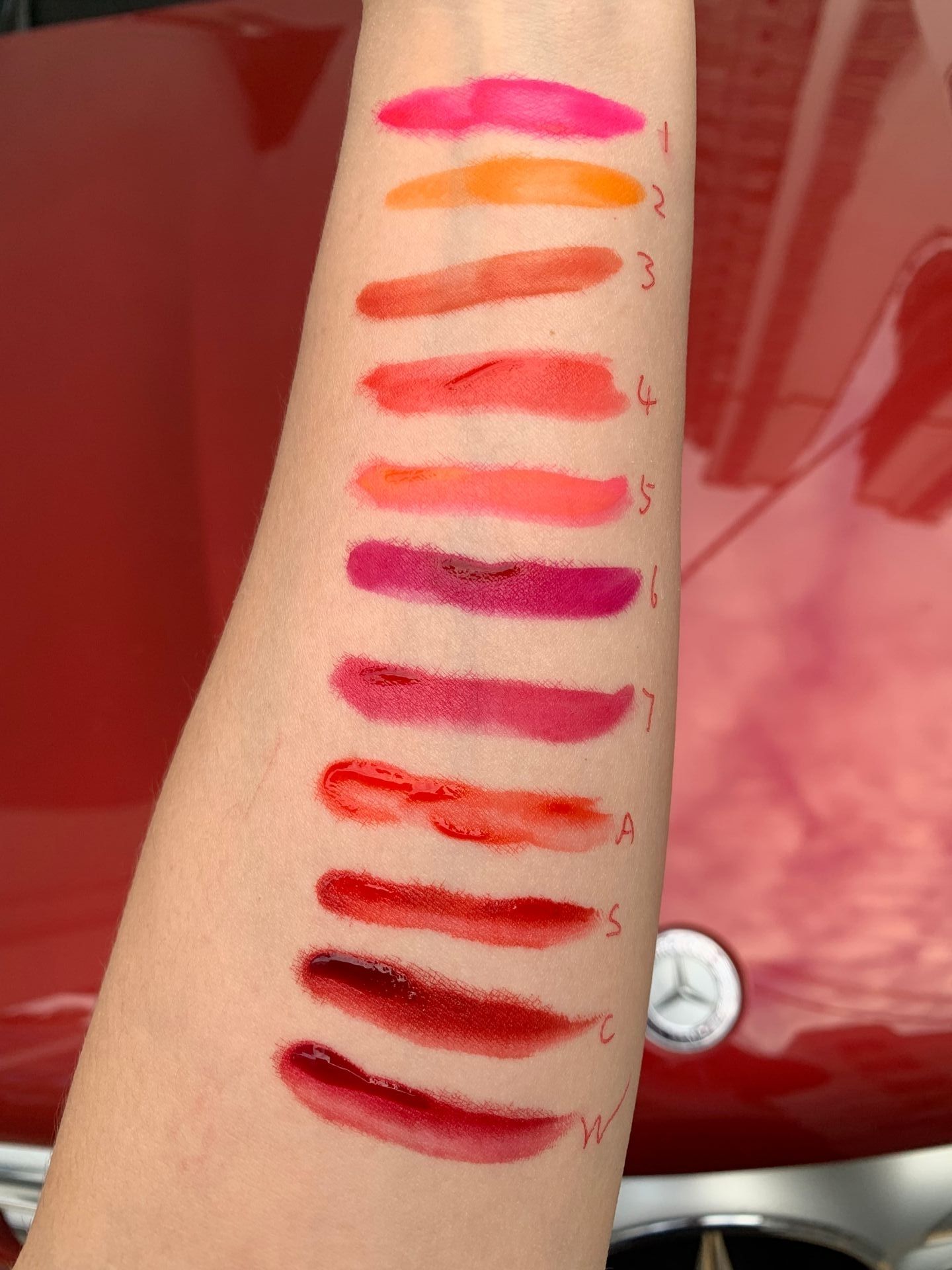 Pink in round clear tube