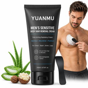 <span class=keywords><strong>Crema</strong></span> <span class=keywords><strong>Depilatoria</strong></span> Permanente de Marca Privada con Aloe Vera y Manteca de Karité, 5 Minutos, para Piel Sensible, Depilación Corporal para Hombres, Pecho y Espalda - Product Image 1