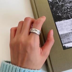S925 Sterling Silver Minimalist Irregular Textured River Shape <b>Open</b> <b>Ring</b> For Women Index Finger Everyday Wear - Product Image 1