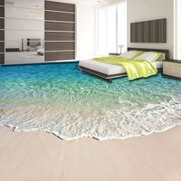 Papier peint mural auto-adhésif personnalisé pour sol, impression 3D d'ondes de mer, autocollants 3D pour sol