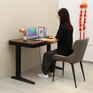 Furnitur kantor ergonomis Motor ganda, meja berdiri tinggi dapat disetel untuk berdiri