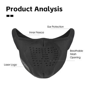 WEST BIKING Masker Ski Musim Dingin 3D Penutup Setengah Wajah untuk Bersepeda Sepeda Motor Pelindung Telinga Termal Perlengkapan Olahraga <span class=keywords><strong>Filter</strong></span> Debu - Product Image 3