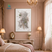 Peinture murale abstraite sur toile au design original et unique, décoration intérieure, forme de lune vintage, pierre naturelle verte