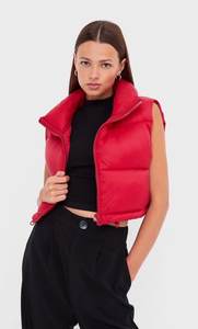 تخفيضات كبيرة جديدة بسيطة النساء شغل بلا أكمام الوقوف طوق الشتاء أسفل سترة نفخة سترة - Product Image 4