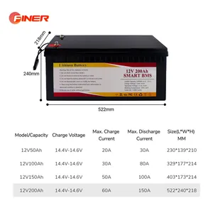 51.2V Solar Inverter Rechargeable 12v 100Ah 120Ah 200Ah 230Ah 300Ah LiFePO4 Pack Battery 48V Lithium ion Phosphate B
